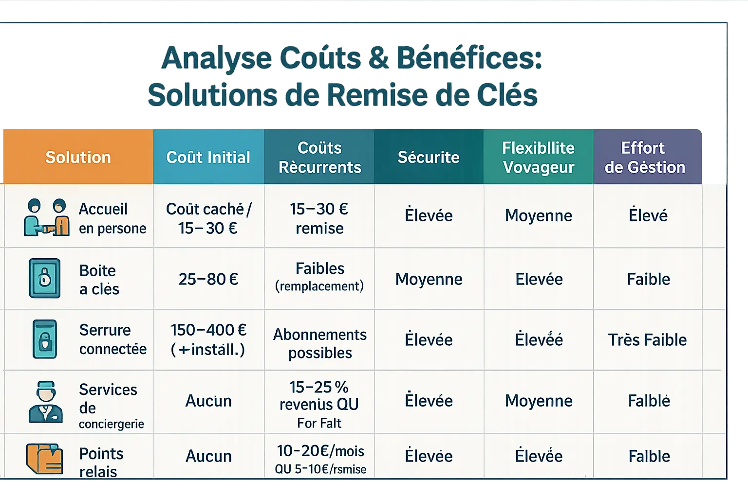 Illustration des coûts de remise des clés